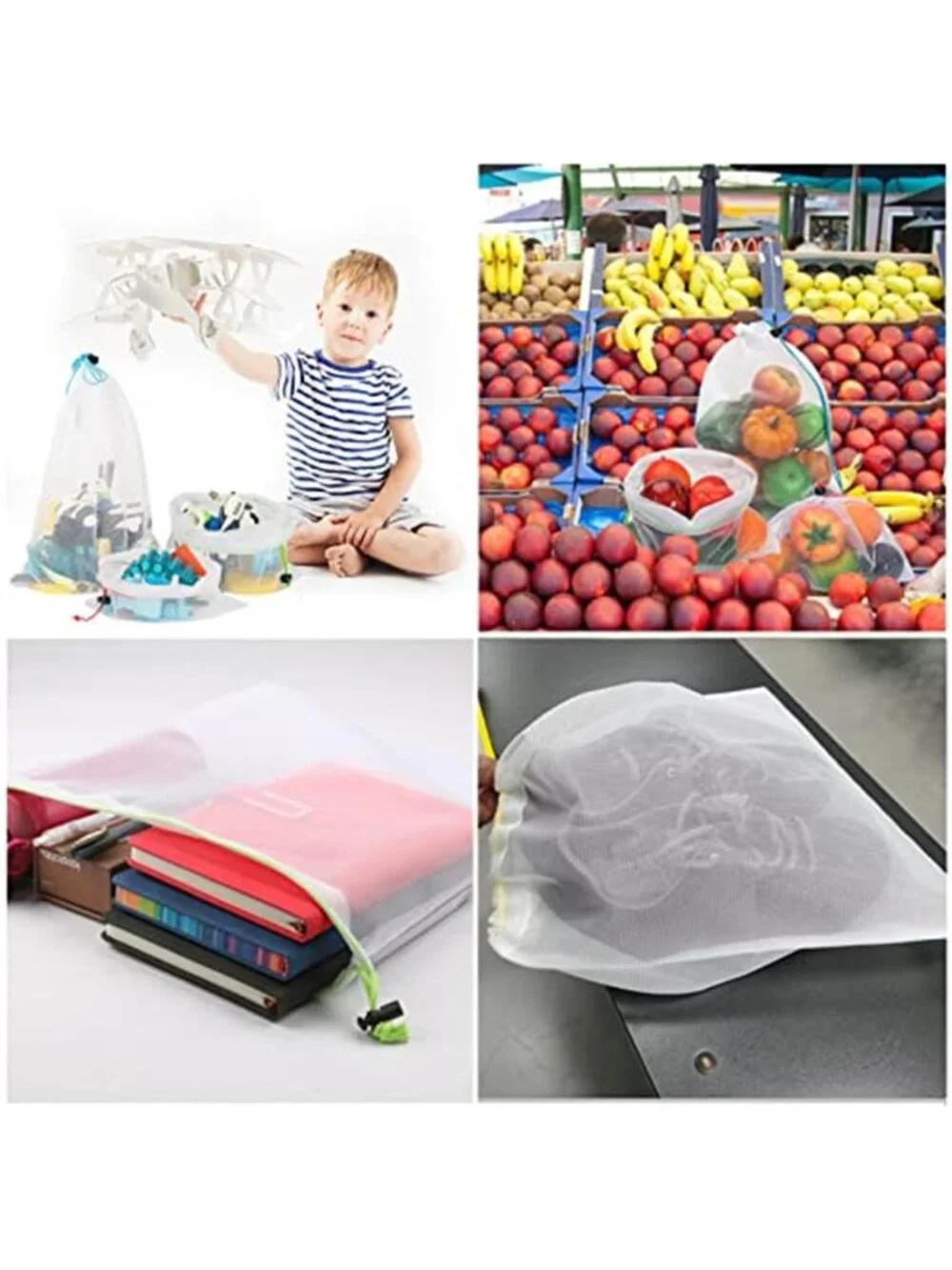 Set of 12 Reusable Mesh Produce Bags Medium (12